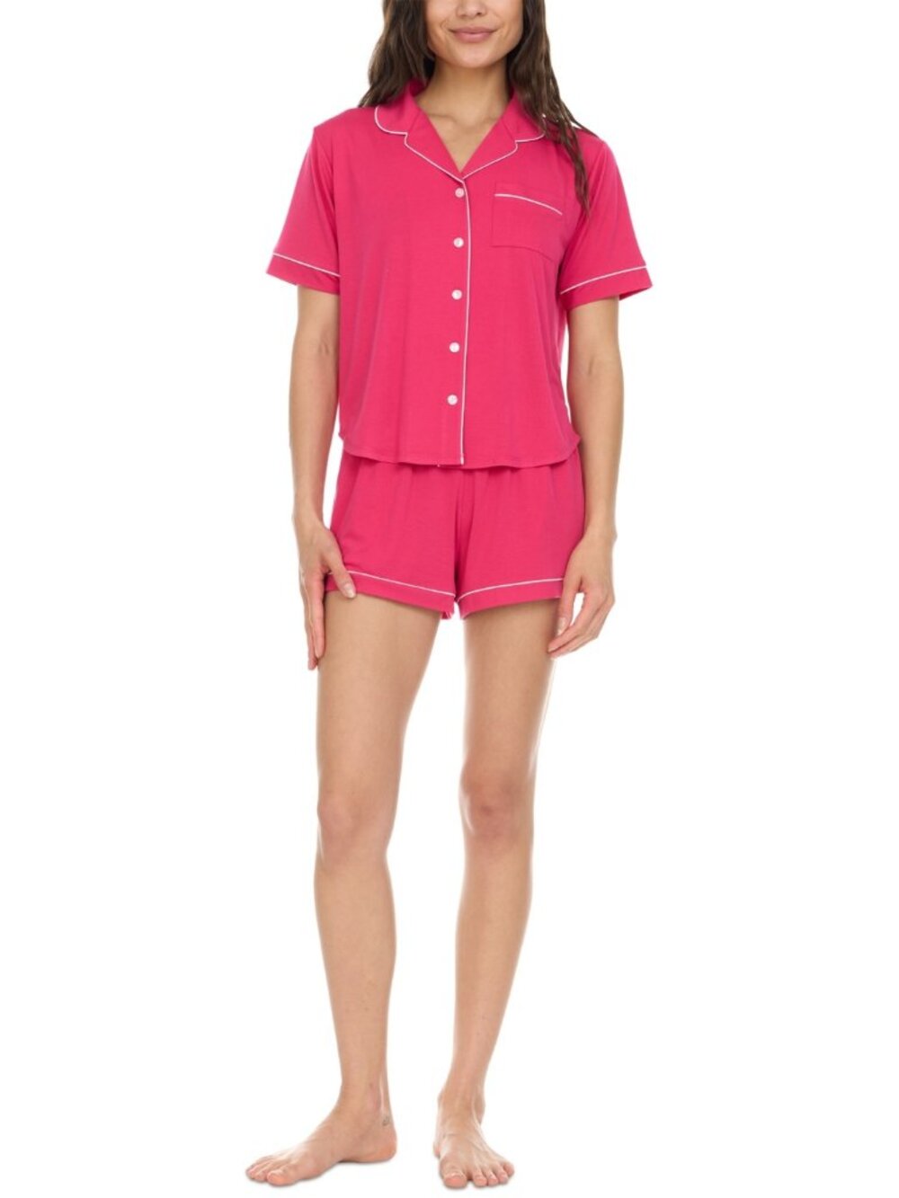 #1977 Flora by Flora Nikrooz Annie Button Down Shorty Notch Pajama Set, 2 Piec